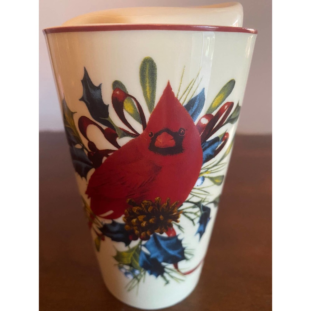 Vintage Lenox Winter greetings ceramic travel mug